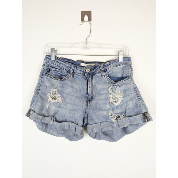 Kancan Jean Shorts Denim Distressed Spring Summer Grunge Boho Light Blue Size 28 - Picture 1 of 10
